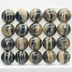 Cabochon Golden Black Pietersite Round Cab Yau Shing Gems